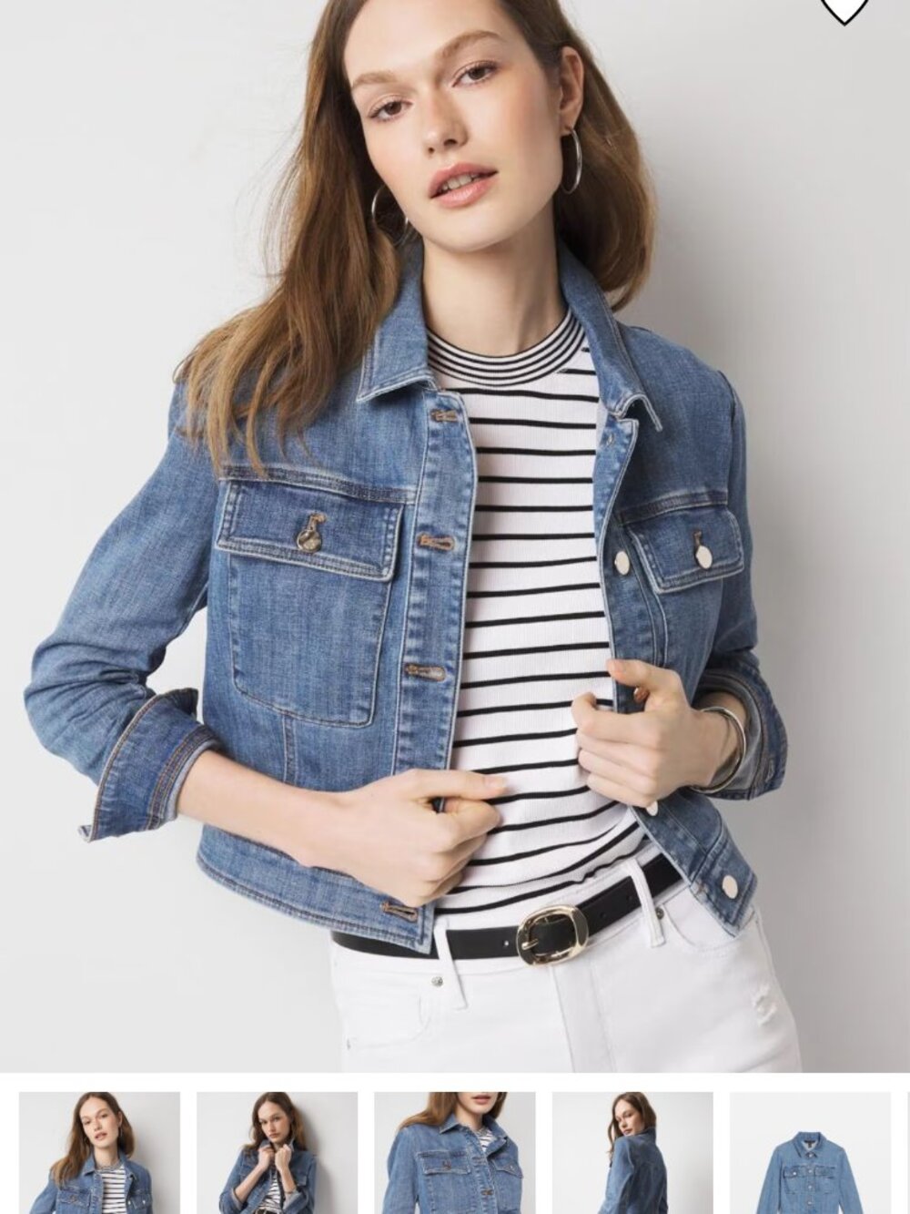 nwt WHITE HOUSE BLACK MARKET CROPPED DENIM JACKET $160 TAGS M